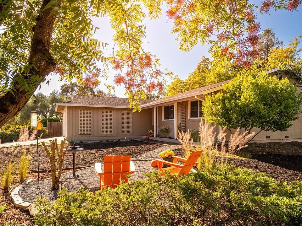 Warm, safe single-family California home exterior, no pool